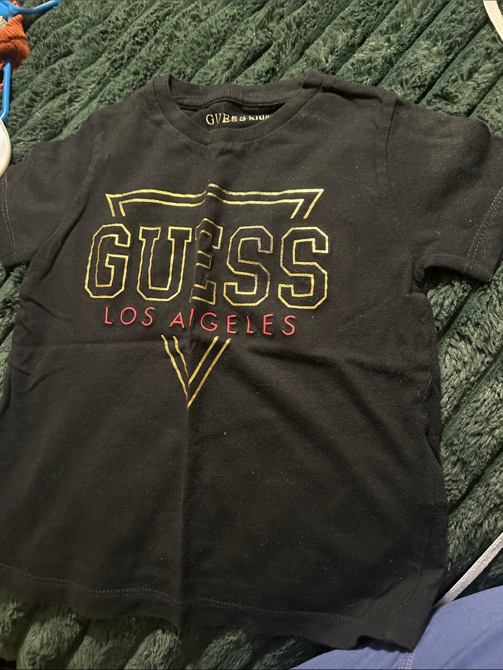 Guess Black Tee with Yellow and Red Logo